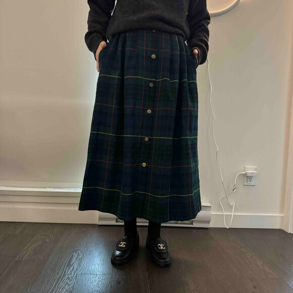 vintage green 100% wool Highland Queen skirt size XS/S - Picture 4 of 12